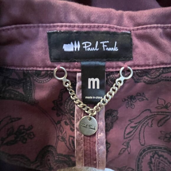 Paul Frank Womens Medium 100% Cotton Burgundy Single-Breasted Blazer Jacket - Picture 3 of 9